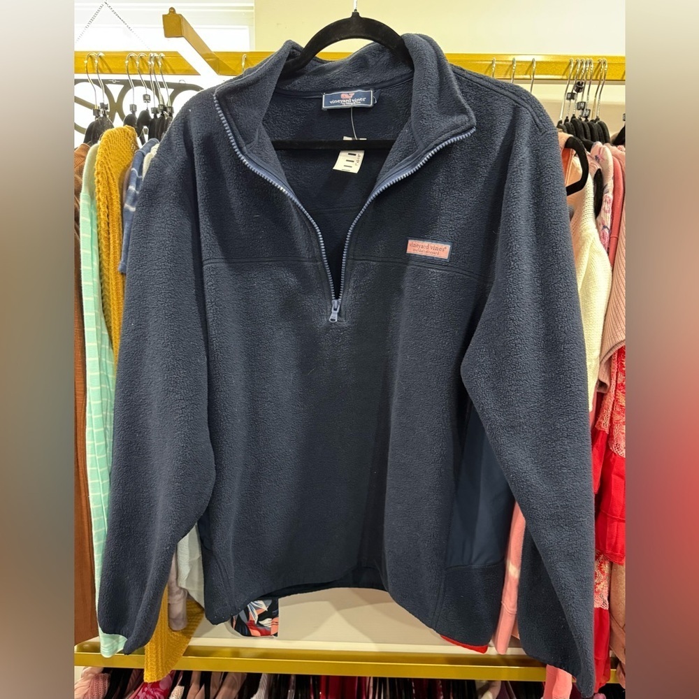 Vineyard Vines Men's Zip-Up Sweater in Dark Blue
